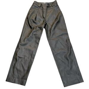 LVIR Faux Leather High Rise Pants Size XS Dark Brown Pleated Barrel Pants